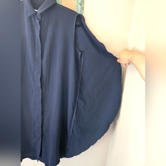 MM6 Maison Martin Margiela  Blue Cape-effect  Shirt mini dress Navy - Picture 3 of 14